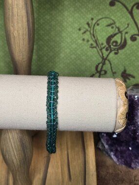 Handmade Teal Japanese Seed Bead/ Swarovski Crystal Bracelet